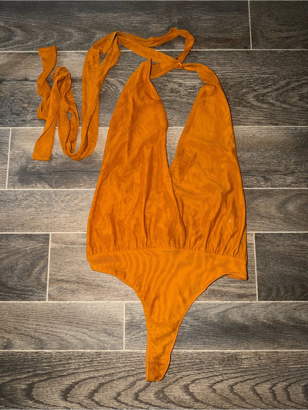 Zara Orange Halter Bodysuit